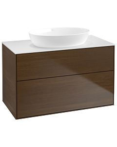 Villeroy und Boch Finion Waschtischunterschrank FA0100GN 100x60,3cm, Abdeckplatte white matt, Walnut veneer