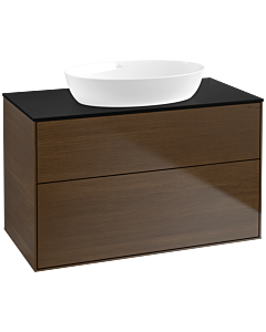 Villeroy und Boch Finion Waschtischunterschrank FA0200GN 100x60,3cm, Abdeckplatte black matt, Walnut veneer