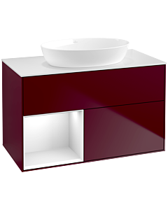 Villeroy und Boch Finion Waschtischunterschrank FA11GFHB 100cm, Abdeckplatte white matt, Regale Glossy white lacquer, Peony Matt