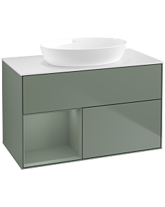 Villeroy und Boch Finion Villeroy und Boch Finion FA11GMGM 100cm, cover plate white matt, shelves olive matt lacquer, Olive Matt Lacquer