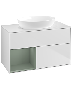 Villeroy und Boch Finion Villeroy und Boch Finion FA11GMMT 100cm, cover plate white matt, shelves olive matt lacquer, white matt lacquer