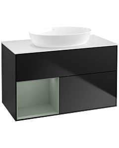 Villeroy und Boch Finion Villeroy und Boch Finion FA11GMPD 100cm, cover plate white matt, shelves olive matt lacquer, black matt lacquer