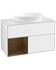 Villeroy und Boch Finion Villeroy und Boch Finion FA11GNGF 100cm, cover plate white matt, shelves Walnut Veneer , glossy white lacquer