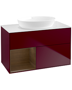 Villeroy und Boch Finion Villeroy und Boch FA11GNHB 100cm, plaque de recouvrement blanc mat, étagères Walnut Veneer , Peony Matt