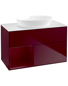 Villeroy und Boch Finion Waschtischunterschrank FA11HBHB 100cm, Abdeckplatte white matt, Regale Peony matt lacquer, Peony Matt