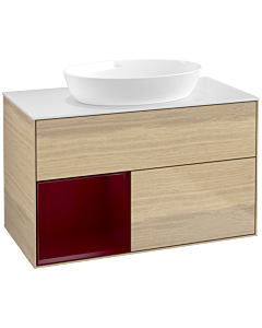 Villeroy und Boch Finion Villeroy und Boch Finion FA11HBPC 100cm, cover plate white matt, shelves Peony matt lacquer, Oak Veneer