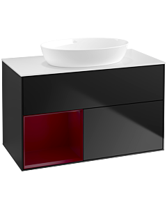 Villeroy und Boch Finion Villeroy und Boch Finion FA11HBPD 100cm, cover plate white matt, shelves Peony matt lacquer, black matt lacquer