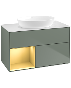 Villeroy und Boch Finion Villeroy und Boch Finion FA11HFGM 100cm, cover plate white matt, shelves gold matt lacquer, Olive Matt Lacquer