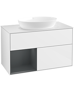 Villeroy und Boch Finion Villeroy und Boch Finion FA11HGGF 100cm, cover plate white matt, shelves midnight matt lacquer, glossy white lacquer