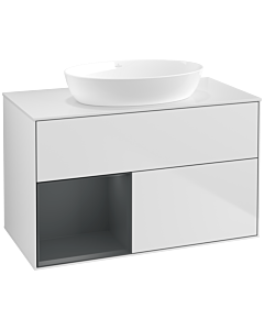 Villeroy und Boch Finion Villeroy und Boch Finion FA11HGMT 100cm, cover plate white matt, shelves midnight matt lacquer, white matt lacquer