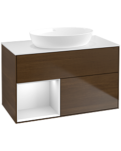 Villeroy und Boch Finion Villeroy und Boch Finion FA11MTGN 100cm, cover plate white matt, shelves white matt lacquer, walnut veneer