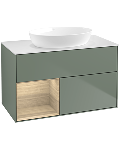 Villeroy und Boch Finion Villeroy und Boch Finion FA11PCGM 100cm, cover plate white matt, shelves Oak Veneer , Olive Matt Lacquer