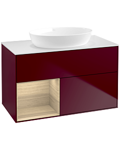 Villeroy und Boch Finion Villeroy und Boch FA11PCHB 100cm, plaque de recouvrement blanc mat, étagères Oak Veneer , Peony Matt