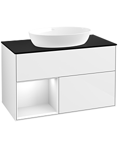 Villeroy und Boch Finion Villeroy und Boch Finion FA12GFGF 100cm, cover plate black matt, shelves Glossy white lacquer, Glossy white lacquer