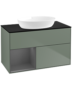 Villeroy und Boch Finion Villeroy und Boch Finion FA12GKGM 100cm, cover plate black matt, shelves anthracite matt lacquer, Olive Matt Lacquer