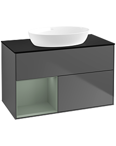 Villeroy und Boch Finion Villeroy und Boch Finion FA12GMGK 100cm, cover plate black matt, shelves olive matt lacquer, anthracite matt