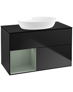 Villeroy und Boch Finion Villeroy und Boch Finion FA12GMPD 100cm, cover plate black matt, shelves olive matt lacquer, black matt lacquer
