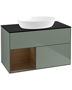 Villeroy und Boch Finion Villeroy und Boch Finion FA12GNGM 100cm, cover plate black matt, shelves Walnut Veneer , Olive Matt Lacquer