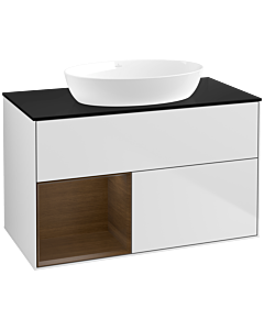 Villeroy und Boch Finion Villeroy und Boch Finion FA12GNMT 100cm, cover plate black matt, shelves Walnut Veneer , white matt lacquer