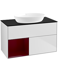 Villeroy und Boch Finion Villeroy und Boch Finion FA12HBMT 100cm, cover plate black matt, shelves Peony matt lacquer, white matt lacquer