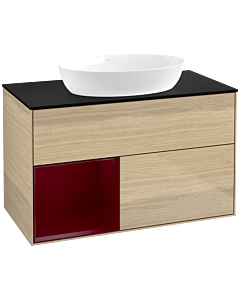 Villeroy und Boch Finion Villeroy und Boch Finion FA12HBPC 100cm, cover plate black matt, shelves Peony matt lacquer, Oak Veneer