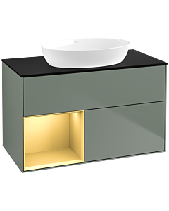 Villeroy und Boch Finion Villeroy und Boch Finion FA12HFGM 100cm, cover plate black matt, shelves gold matt lacquer, Olive Matt Lacquer