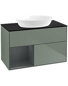 Villeroy und Boch Finion Villeroy und Boch Finion FA12HGGM 100cm, cover plate black matt, shelves midnight matt lacquer, Olive Matt Lacquer