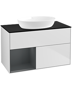 Villeroy und Boch Finion Villeroy und Boch Finion FA12HGMT 100cm, cover plate black matt, shelves midnight matt lacquer, white matt lacquer
