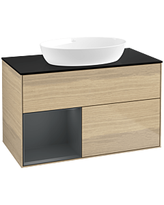 Villeroy und Boch Finion Villeroy und Boch Finion FA12HGPC 100cm, cover plate black matt, shelves midnight matt lacquer, Oak Veneer