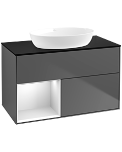 Villeroy und Boch Finion Villeroy und Boch Finion FA12MTGK 100cm, cover plate black matt, shelves white matt lacquer, anthracite matt