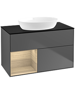 Villeroy und Boch Finion Villeroy und Boch Finion FA12PCGK 100cm, cover plate black matt, shelves Oak Veneer , anthracite matt