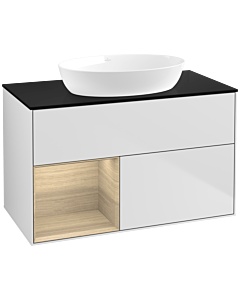 Villeroy und Boch Finion Villeroy und Boch Finion FA12PCMT 100cm, cover plate black matt, shelves Oak Veneer , white matt lacquer