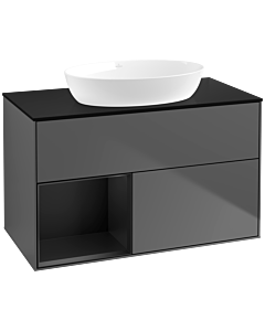 Villeroy und Boch Finion Villeroy und Boch Finion FA12PDGK 100cm, cover plate black matt, shelves black matt lacquer, anthracite matt