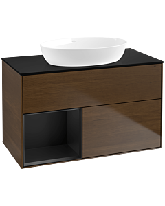 Villeroy und Boch Finion Villeroy und Boch Finion FA12PDGN 100cm, cover plate black matt, shelves black matt lacquer, walnut veneer
