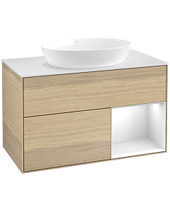 Villeroy und Boch Finion Villeroy und Boch Finion FA21GFPC 100cm, cover plate white matt, shelves Glossy white lacquer, Oak Veneer
