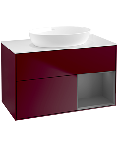 Villeroy und Boch Finion Waschtischunterschrank FA21GKHB 100cm, Abdeckplatte white matt, Regale Anthracite matt lacquer, Peony Matt