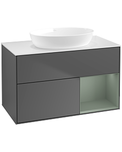 Villeroy und Boch Finion Villeroy und Boch Finion FA21GMGK 100cm, cover plate white matt, shelves olive matt lacquer, anthracite matt
