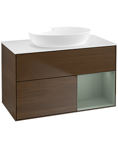 Villeroy und Boch Finion Villeroy und Boch Finion FA21GMGN 100cm, cover plate white matt, shelves olive matt lacquer, walnut veneer