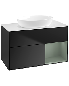 Villeroy und Boch Finion Villeroy und Boch Finion FA21GMPD 100cm, cover plate white matt, shelves olive matt lacquer, black matt lacquer