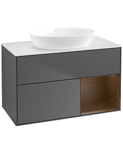 Villeroy und Boch Finion Villeroy und Boch Finion FA21GNGK 100cm, cover plate white matt, shelves Walnut Veneer , anthracite matt