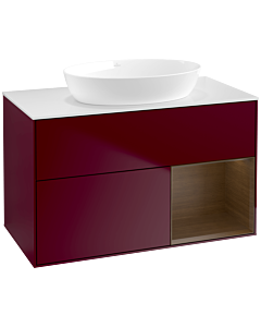 Villeroy und Boch Finion Villeroy und Boch FA21GNHB 100cm, plaque de recouvrement blanc mat, étagères Walnut Veneer , Peony Matt