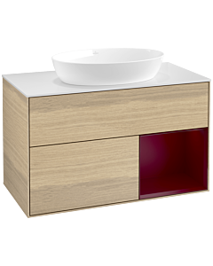 Villeroy und Boch Finion Villeroy und Boch Finion FA21HBPC 100cm, cover plate white matt, shelves Peony matt lacquer, Oak Veneer