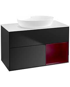 Villeroy und Boch Finion Villeroy und Boch Finion FA21HBPD 100cm, cover plate white matt, shelves Peony matt lacquer, black matt lacquer