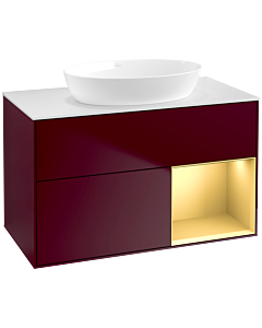 Villeroy und Boch Finion Villeroy und Boch Finion FA21HFHB 100cm, cover plate white matt, shelves gold matt lacquer, Peony Matt