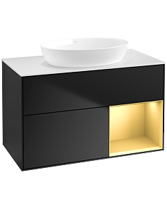 Villeroy und Boch Finion Villeroy und Boch Finion FA21HFPD 100cm, cover plate white matt, shelves gold matt lacquer, black matt lacquer