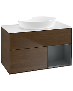 Villeroy und Boch Finion Villeroy und Boch Finion FA21HGGN 100cm, cover plate white matt, shelves midnight matt lacquer, walnut veneer