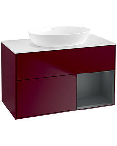 Villeroy und Boch Finion Waschtischunterschrank FA21HGHB 100cm, Abdeckplatte white matt, Regale Midnight matt lacquer, Peony Matt