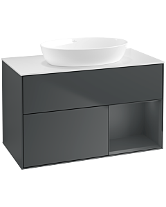 Villeroy und Boch Finion Waschtischunterschrank FA21HGHG 100cm, Abdeckplatte white matt, Regale Midnight matt lacquer, Midnight Blue Matt Lacquer