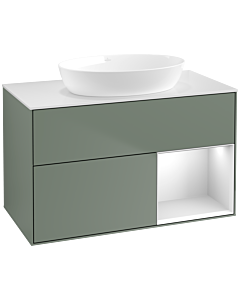 Villeroy und Boch Finion Villeroy und Boch Finion FA21MTGM 100cm, cover plate white matt, shelves white matt lacquer, Olive Matt Lacquer