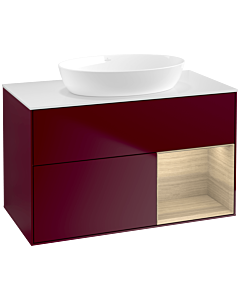 Villeroy und Boch Finion Villeroy und Boch FA21PCHB 100cm, plaque de recouvrement blanc mat, étagères Oak Veneer , Peony Matt